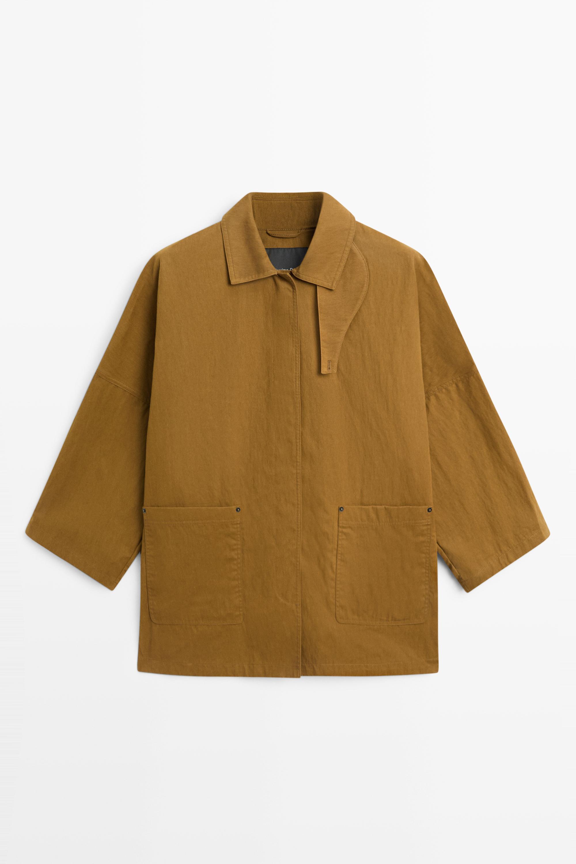Button-tab cape jacket